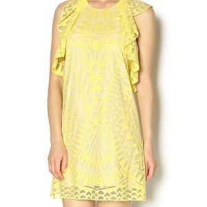 BCBG bright yellow lace dress